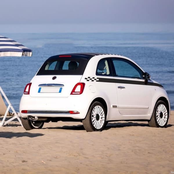 Dekorativa självhäftande remsor - Fiat - 500 - Röd - Sidor - Väderbeständig