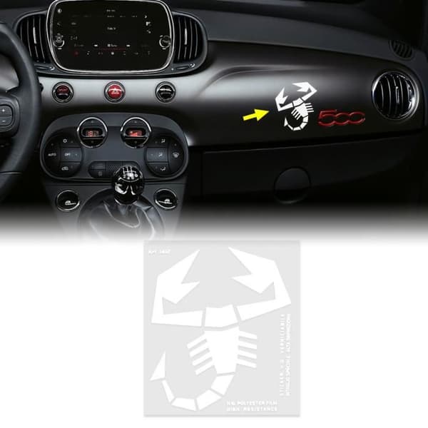 Färdigskuren Abarth Scorpion Sticker, Vit, h 10,5 cm