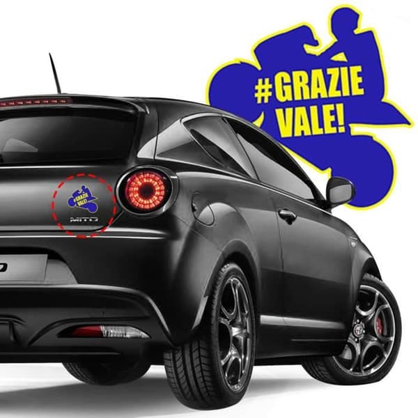 Autocollant - Grazie Vale - Valentino Rossi - 14 x 16 cm - 6 Ämnen - Väderbeständiga