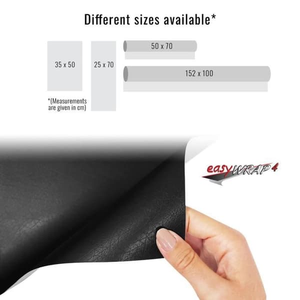 Film adhesiv för inpackning - Svart läder - 25 x 70 cm - Repfria - Lätt att applicera - Bil