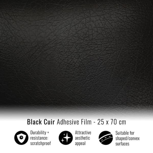 Film adhesiv för inpackning - Svart läder - 25 x 70 cm - Repfria - Lätt att applicera - Bil