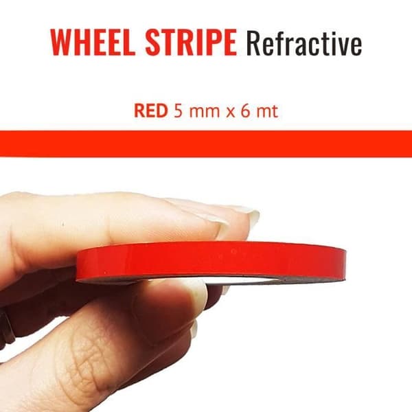 Reflekterande självklistrande band - Ej specificerat - Motorcykelhjul - Röd - 5 mm - 6 mt