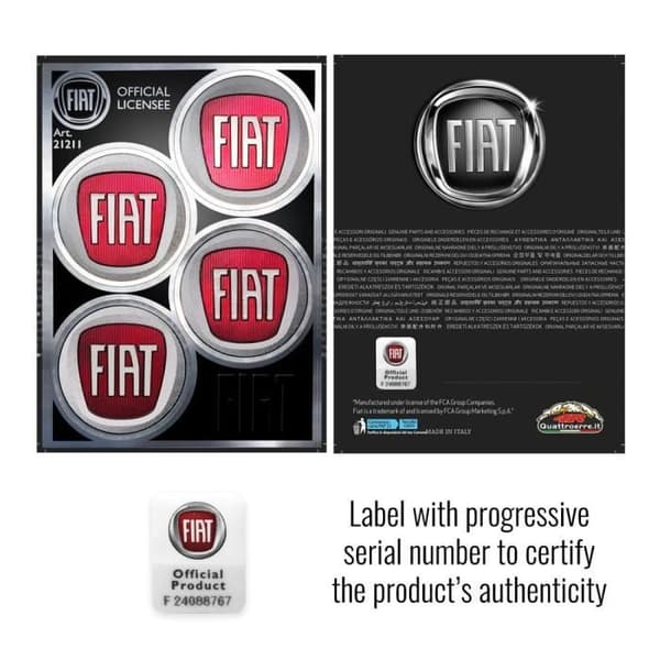 Autoklistremerker - Fiat - 4 logoer - Diameter 48 mm - Tabell 94 x 131 mm - Høy motstand