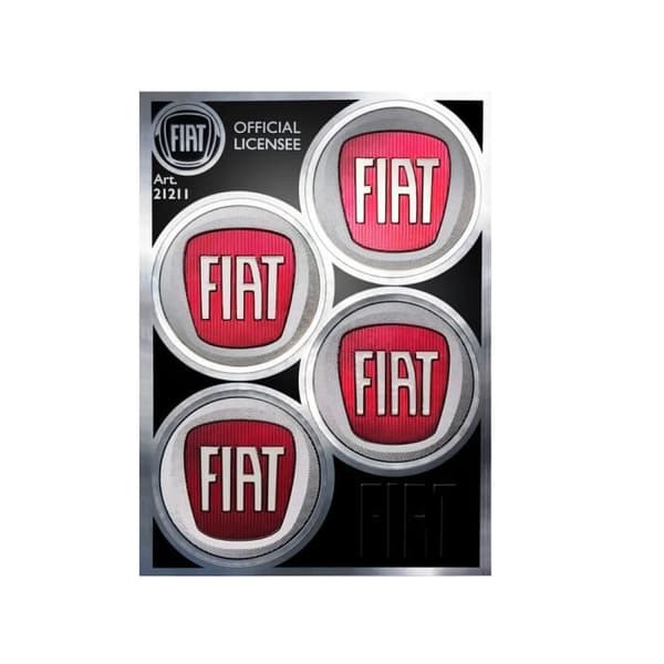Autoklistremerker - Fiat - 4 logoer - Diameter 48 mm - Tabell 94 x 131 mm - Høy motstand