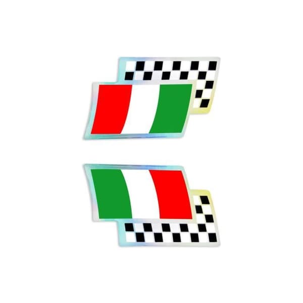 3D självhäftande klistermärke Rutig flagga Italien höger och vänster, 40 x 25 mm
