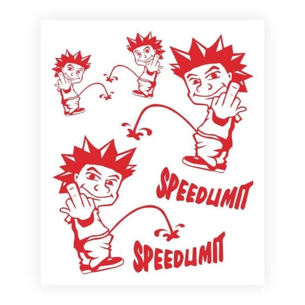 Speedlimit förskuren självhäftande klistermärke, röd, 13,5 x 16 cm