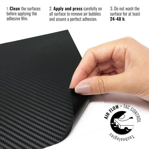 Filmadhesiv inpackning - Ej specificerad - 25 x 35 cm - Kolfiberlook - Repå resistent - Lätt att applicera