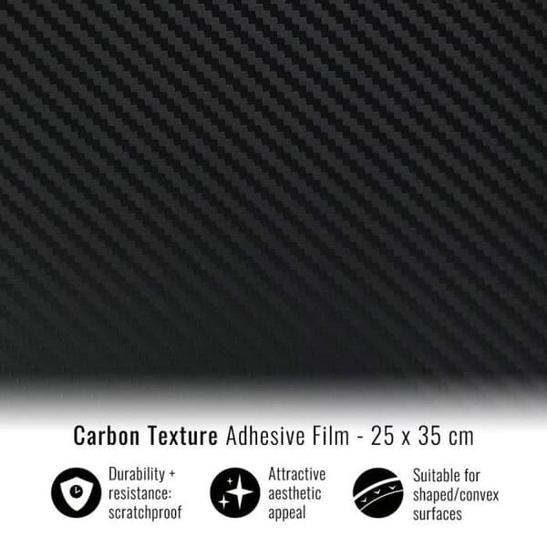 Filmadhesiv inpackning - Ej specificerad - 25 x 35 cm - Kolfiberlook - Repå resistent - Lätt att applicera