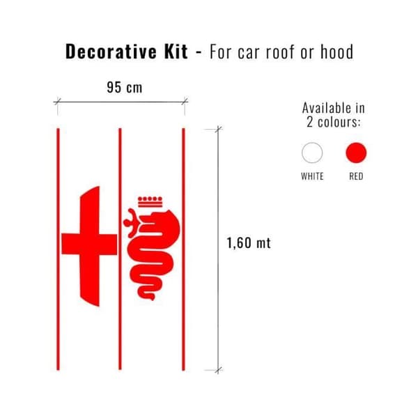 Självhäftande dekoration - Alfa Romeo - Universal - Röd - 95 x 160 cm - Termoformbar