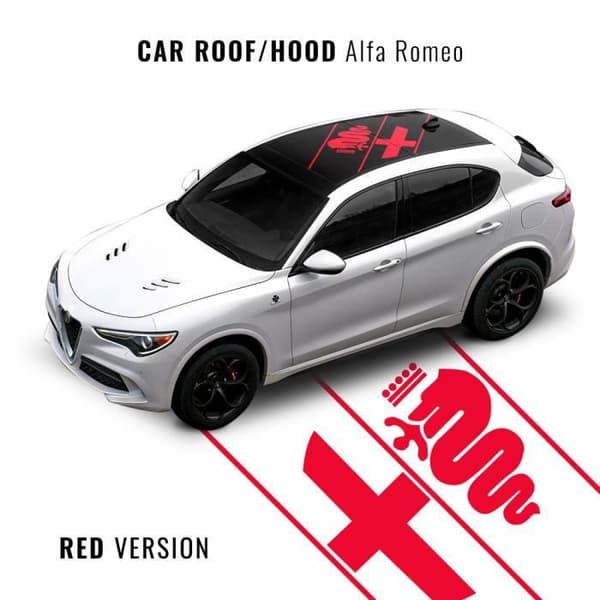 Självhäftande dekoration - Alfa Romeo - Universal - Röd - 95 x 160 cm - Termoformbar