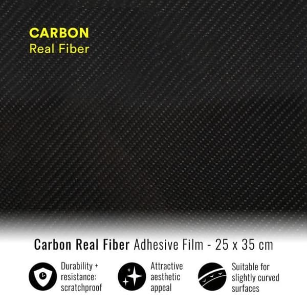 Filmklisterark - Äkta kolfiber - 25 x 35 cm - Svart - Flexibel - NITTO klistermärke
