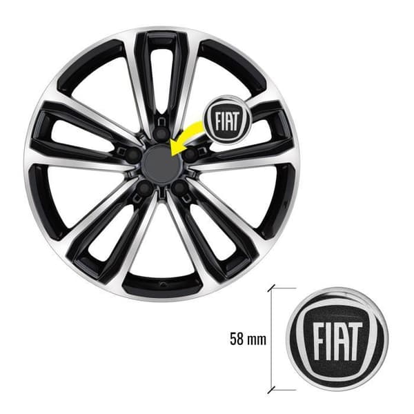 3D Stickers - Fiat - Hjulskydd - Svart - 4 delar - Diameter 58 mm