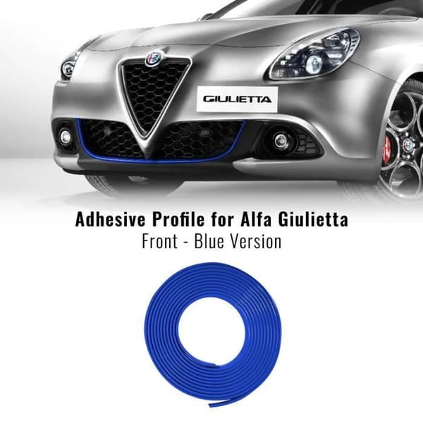 Profil Adhesiv Främre - Alfa Romeo - Giulietta - Blå - 110 cm x 11 mm - Inkluderar: 1 Handduk Easy Cleaner Pro