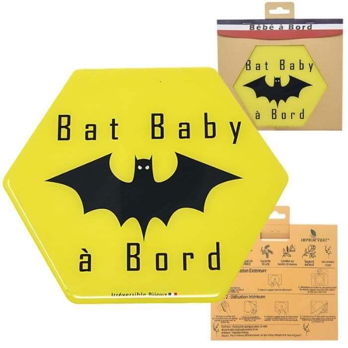 Självhäftande / Sticker "Baby on Board" Bat baby för bil Tillverkad i
