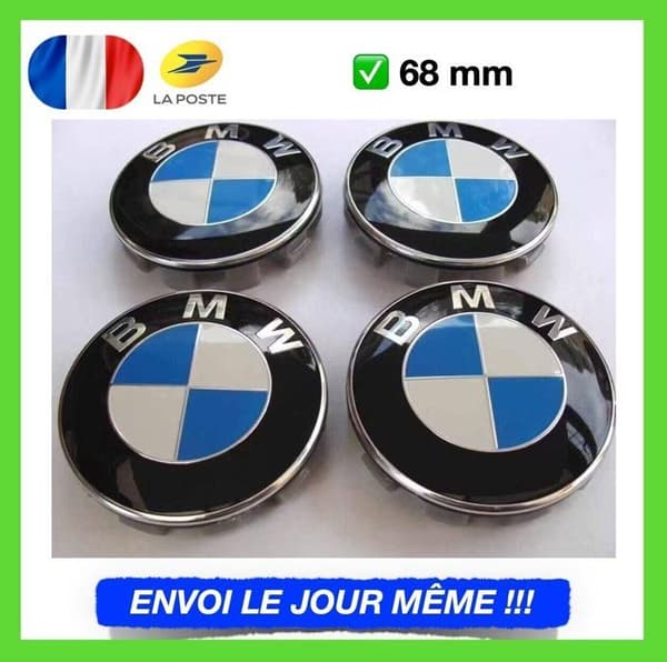 Biltillbehör - BMW - Fälgnavskåpa - 4 delar - Diameter 68 mm - Blå och vit Nyhet