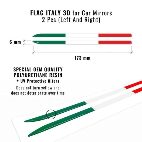 3D självhäftande remsor - Ränder - Italiens flagga - 6 x 173 mm - Bil - 2 delar