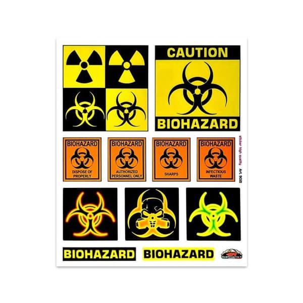 Klistermärke - Biohazard - Fara - 20 x 24 cm - Gul - Beständig och hållbar