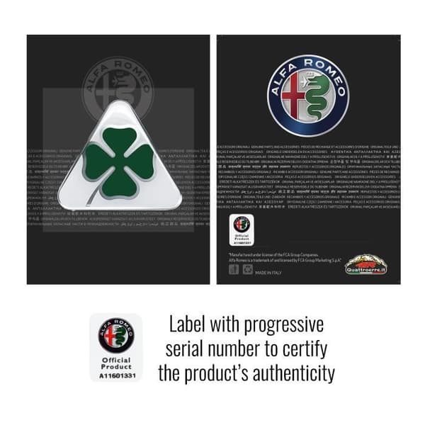 3D-dekal - Alfa Romeo - Quadrifoglio Verde - Grön - 10 cm - Officiell