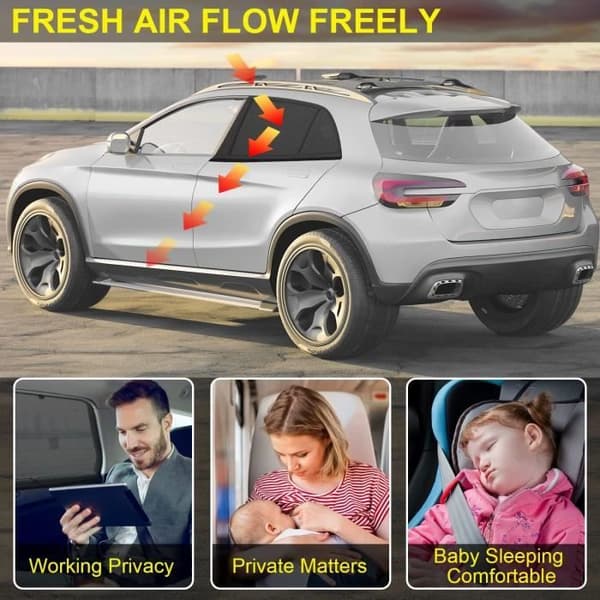 Baby Car Solskydd - ROSEDOES - Maximalt UV-skydd - Svart - Bakruta - Bil