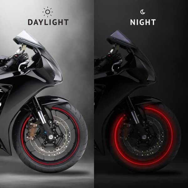 Reflekterande självhäftande remsor - Ej specificerat - Motorcykelfälgar - Röd - 7 mm - 6 mt