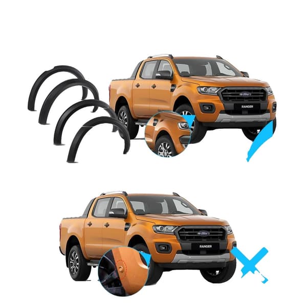 Fender Flares, sopii Ford Ranger 2015-2022, mukana mudguards,2015-2022
