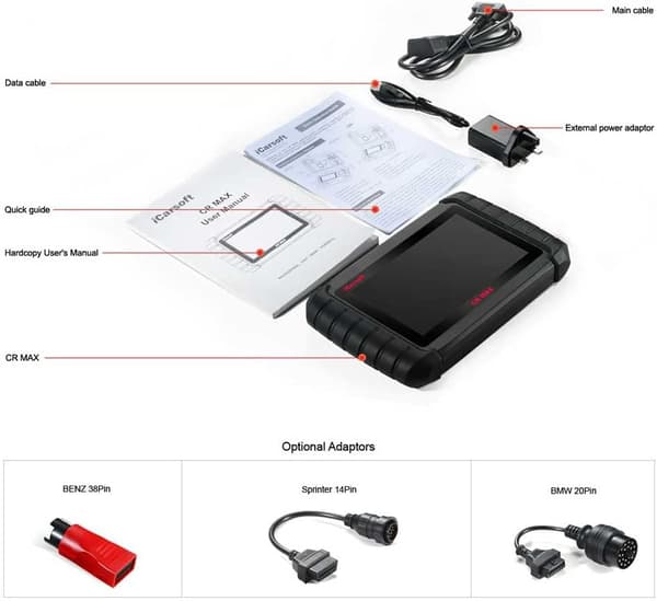 iCarsoft CR Max OBD2 Felkodsläsare, diagnostikverktyg, alla bilmärken, touchscreen