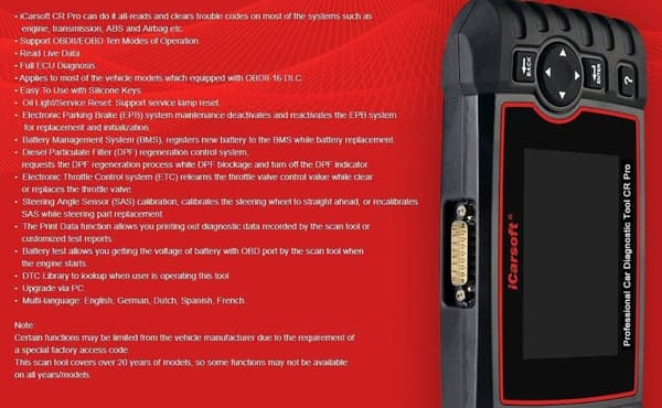 iCarsoft CR Pro Felkodsläsare, alla bilmärken