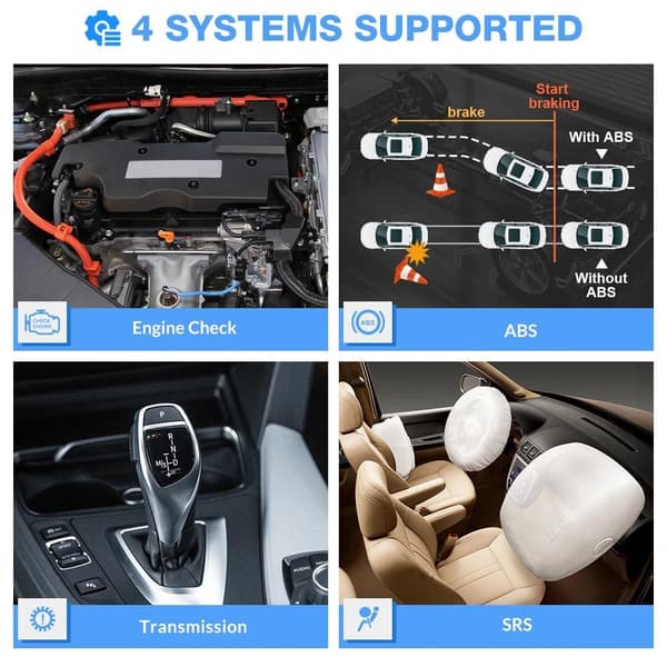 OBD2 bildiagnostikverktyg, OBD-fordonsskanner, 4 systemdiagnostik, kraftfulla funktioner, gratis uppdateringar