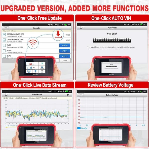 OBD2 bildiagnostikverktyg, OBD-fordonsskanner, 4 systemdiagnostik, kraftfulla funktioner, gratis uppdateringar