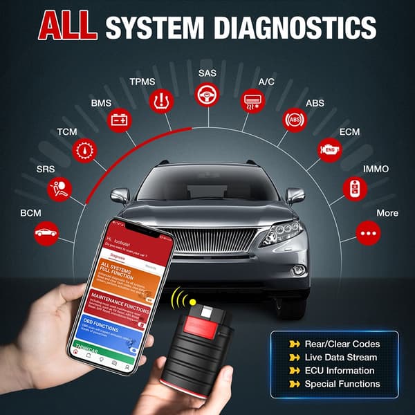OBD2-skanneri Bluetooth - Kattava järjestelmädiagnostiikkatyökalu ECU-koodauksella