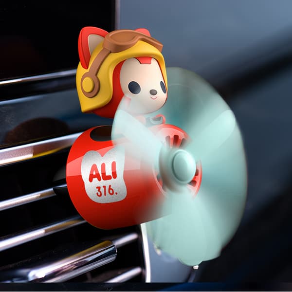 Fox Ali med roterende blæserblade Freshener Car Vent Clips Tilbehør Rød