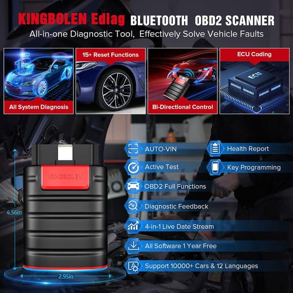 OBD2 Scanner Værktøj - ECU-kodning & Aktiv Test til Bils Diagnostik