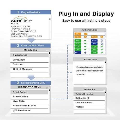 Felkodsläsare - Autel - AL319 - Universal - OBD II-kompatibel - 7 språk stöds