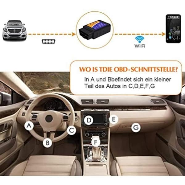 OBD II Adapter - Jitong - OBD2 WiFi Diagnostic Mini ELM327 - Universal - Scanner för bilar