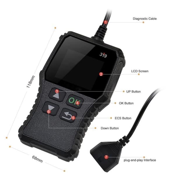 CR319 OBD2 Scanner Universal Automotive Diagnostic Tool OBDII Car Code Reader Sensor Systems Scanner