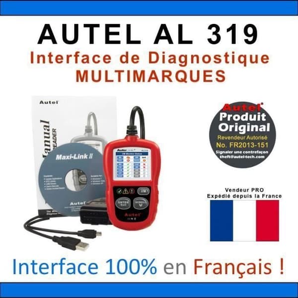Multi-Brand AUTO Diagnostiskt gränssnitt - AUTEL AutoLink AL319 - OBD2 - VAG COM