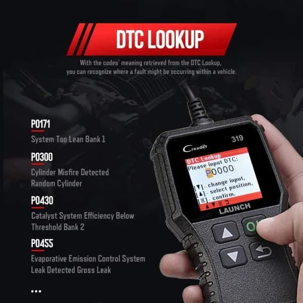 LAUNCH CR319 OBD2 - EOBD-Can Auto Diagnostic Scanner för att läsa och rensa motorfelkoder, EVAP och Cap Tester,77