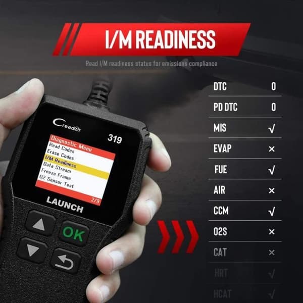 LAUNCH CR319 OBD2 - EOBD-Can Auto Diagnostic Scanner för att läsa och rensa motorfelkoder, EVAP och Cap Tester,77