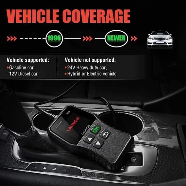 OBD2 Felsörjare - Launch - CR319 - Testa EVAP - Kompatibel OBDII - Färgad LCD-skärm