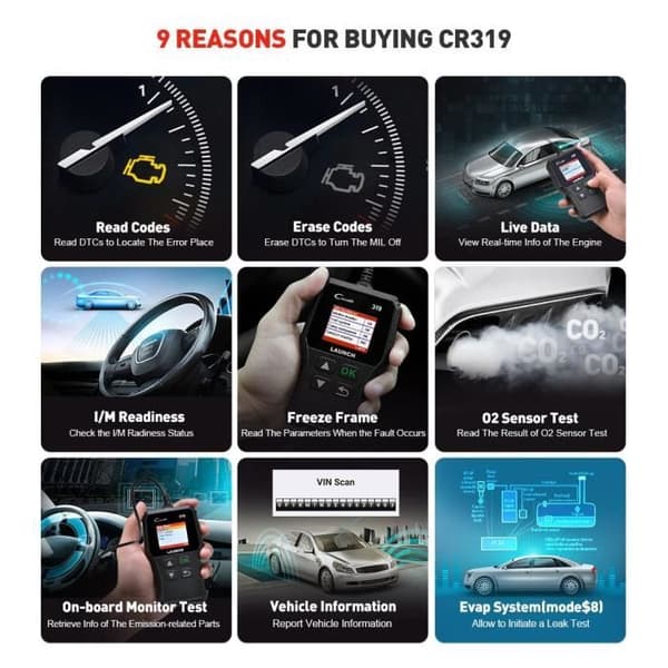 Color cr319 Launch X431 Creader 319 CR319 FULL OBD2 Scanner OBD EOBD Bil Auto Code Reader