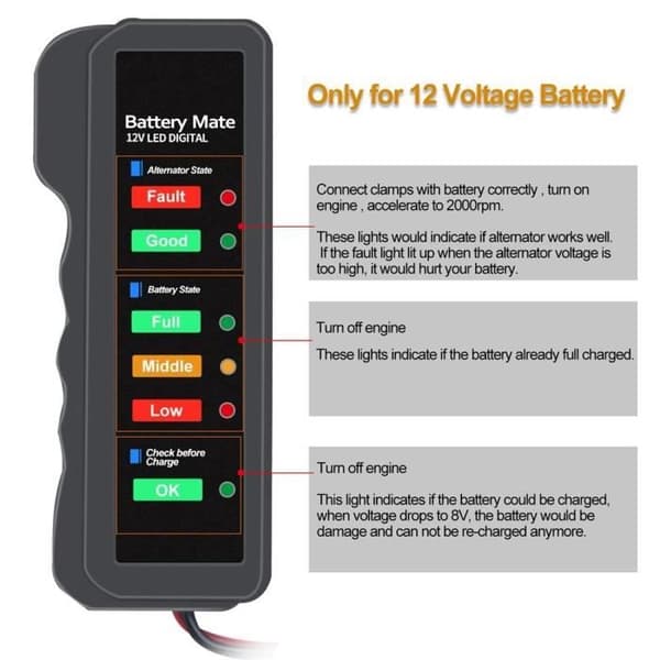 12V bilbatteritestare Autoanalysatordisplay 12 volt bromsvätsketestare BM310