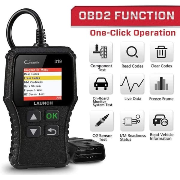 385>LAUNCH CR319 OBD2 - EOBD-Can Auto Diagnostic Scanner för att läsa och rensa motorfelkoder, testare