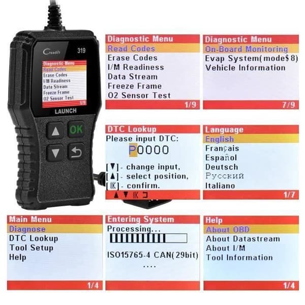 LAUNCH Valise Auto Diagnostic CR319 OBD2 Scanner Erase Error Code - Multibrand - På franska LBQ99