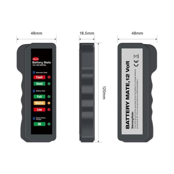 Mini 12V bilbatteritestare, digital generatortestare, visade 6 LED-lampor, testare