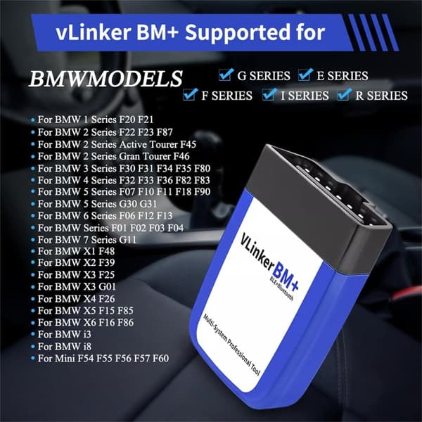Vgate Felkodsläsare vLinker BM+, Bluetooth bildiagnos, felsök din BMW, android / iPhone