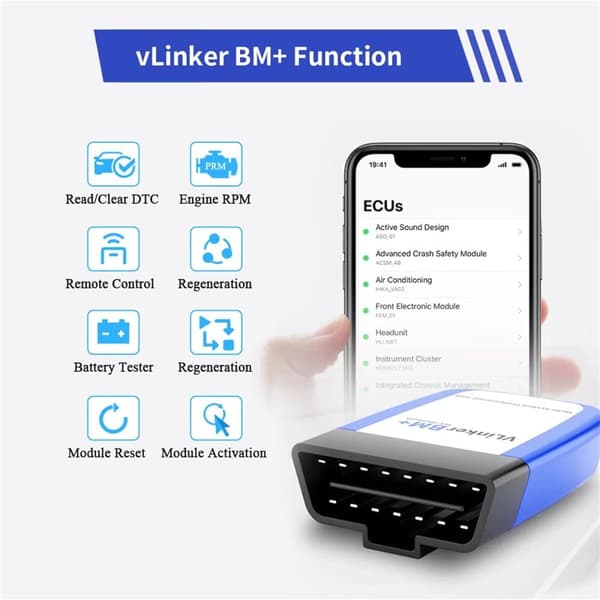 Vgate Felkodsläsare vLinker BM+, Bluetooth bildiagnos, felsök din BMW, android / iPhone