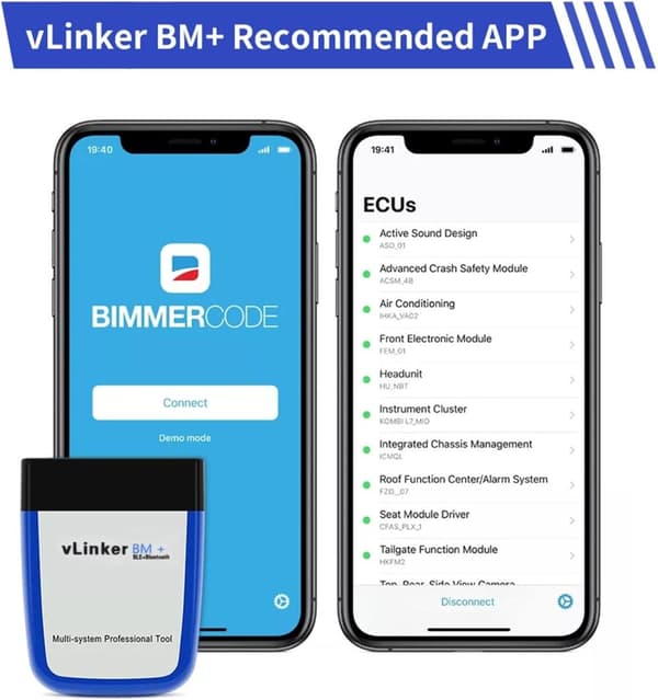 Vgate Felkodsläsare vLinker BM+, Bluetooth bildiagnos, felsök din BMW, android / iPhone