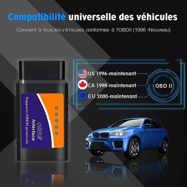 OBD 2 Bluetooth Fransk Support Bildiagnostik Bilverktyg Motorsystem Elektronik OBD-II Skannerkodläsare Scan22