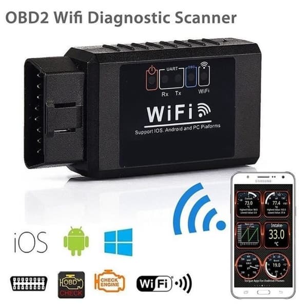 Bildiagnosverktyg - ELM327 - OBD2 - WIFI - Universell - Svart
