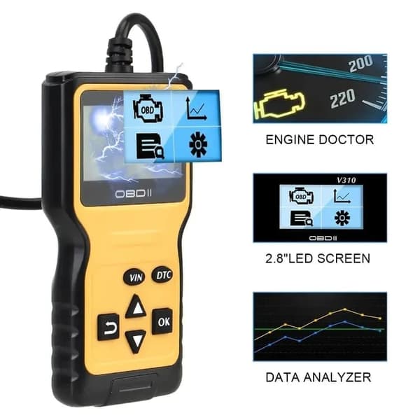V310 OBD2 vikakoodinlukija / diagnostiikkatyökalu - monikielinen, vikakoodin lukeminen/tyhjennys, reaaliaikaiset tiedot, laaja yhteensopivuus